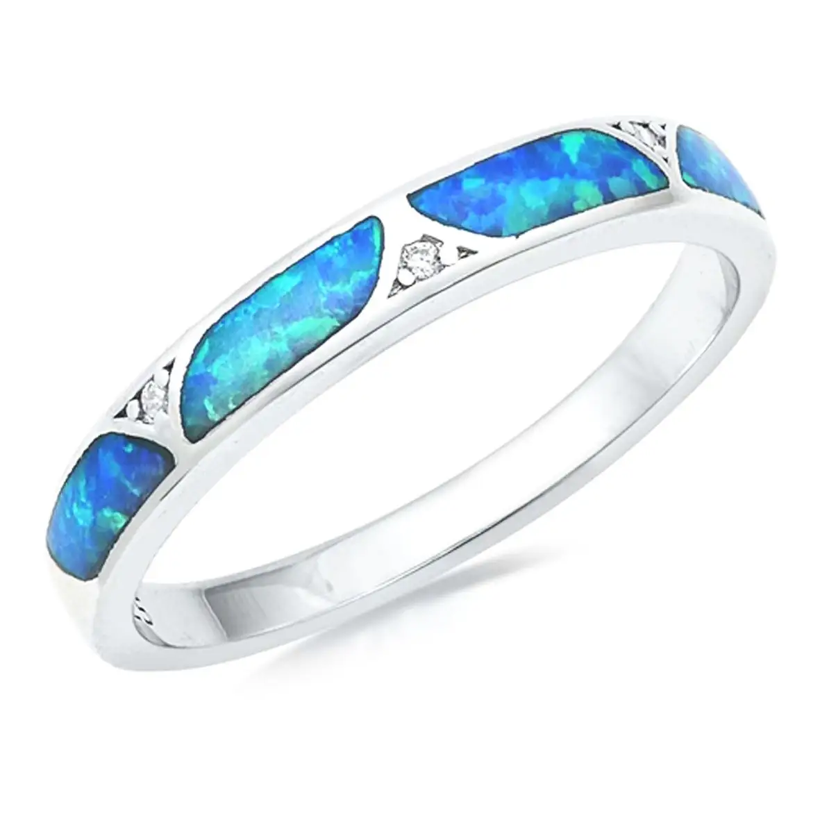 Penjualan langsung pabrik permata perak 925 cincin Opal tipis cincin Opal biru cincin Opal asli toko Online