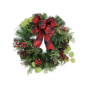 Good Selling Customized Eco-Friendly <b>Pinecone</b> Red Fruit Decorative Christmas Artificial Wreath - Product Image 1