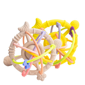 Nouvelle hochette en silicone pour enfants <span class=keywords><strong>Manhattan</strong></span> avec gel apaisant pour les dents, beige/jaune/vert, pour bébé - Product Image 1