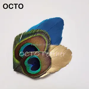 Customized Natural Peacock Feather Brooches Decorative Feathers Accessory For Fedora Men's Cowboy Hats