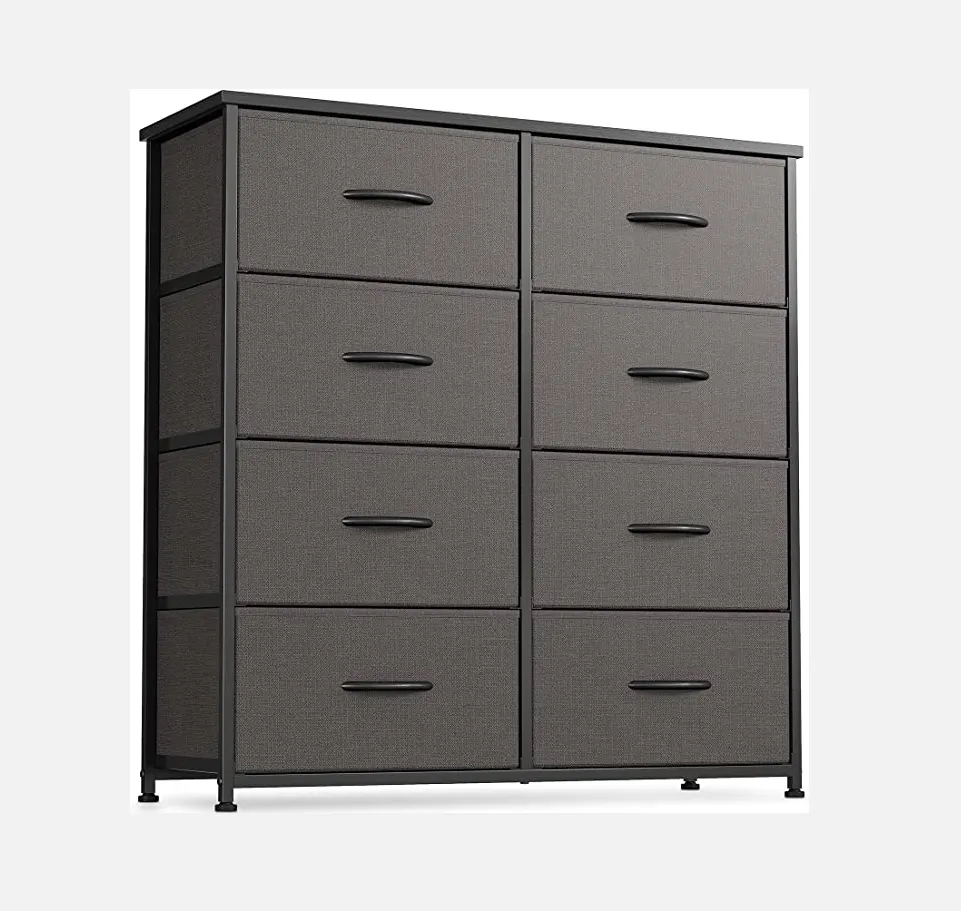 Luxury modern storage fabric clothing black 8 drawers chest dresser for bedroom corner furniture