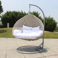 Balançoire de jardin en rotin de haute qualité, double chaise suspendue avec coussin étanche