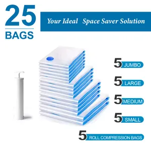 30 Pack Ziplock Reusable Space Saver Industrial Saver Vacuum Storage Bags - 4 Pack Large Size 80 X 60Cm With Pump