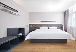 Custom Modern Hotel Bed with Laminate Wood <b>Headboard</b> King Size Platform Bed Frame Guest Room Furniture for Budget Hotel Motel - Product Image 2