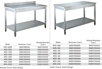 Table de travail d'atelier à 1 niveau, table de travail de cuisine commerciale en acier inoxydable à 2 niveaux avec étagère et pare-éclaboussures