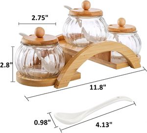 Factory Direct Bamboo High Quality <b>Kitchen</b> Shelf Rack Tiered Bamboo Spice Racks With Glass Jar - Product Image 2