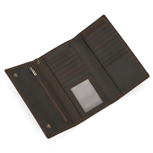 Portefeuille long rétro pour homme en cuir de <span class=keywords><strong>vachette</strong></span> véritable Crazy Horse de 7 pouces, pochette portable à trois volets, porte-cartes, porte-monnaie, porte-clés de voiture de voyage - Product Image 5