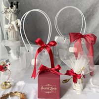 Sac en plastique Transparent et à fond carré, pochette de Shopping, avec Logo personnalisable, pour cadeau, pièces