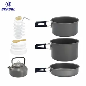 Outdoor Picknick Camping Kochgeschirr Set Topf Tragbare Teekanne Camping Küchen utensilien Reisen Selbst fahrende Tour Wasser kochende Zubehör