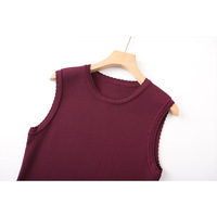 Robe élégante en tricot contrasté |   Robe mini sans manches, coupe ajustée, ourlet plissé dentelé, pour les occasions spéciales et le quotidien