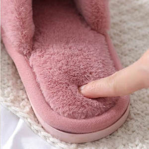 Chaussons tendance pour femmes, à bout ouvert, en fourrure moelleuse, en peluche, chaussures d'intérieur colorées pour l'hiver - Product Image 5