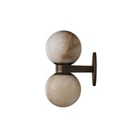 Applique murale en cuivre et albâtre naturel, design de luxe léger de style italien, à intensité variable ; pour salons, chambres (chevet), maisons d'hôtes