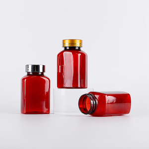Botella de cápsulas cuadrada roja de 150 ml, personalizada, envase farmacéutico de plástico PET para productos de salud con tapa de rosca. - Product Image 2