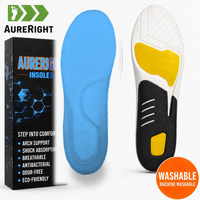Semelles orthopédiques unisexes en PU, confortables, respirantes, en tissu absorbant, écologiques, avec support de talon profond et coussinets en gel pour la voûte plantaire