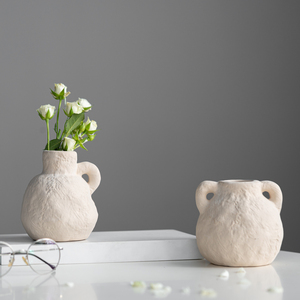 Vaso in Ceramica Artigianale Stile Nordico <span class=keywords><strong>con</strong></span> Motivo in Pietra Irregolare, Smaltato, Semplice, per Fiori Secchi, <span class=keywords><strong>Vasi</strong></span> Artistici, Decorazioni per la Casa - Product Image 2
