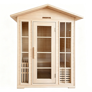 Sauna da Giardino <span class=keywords><strong>in</strong></span> Legno per 4 Persone |   Cabina Sauna Impermeabile con Tetto a Falda - Product Image 2