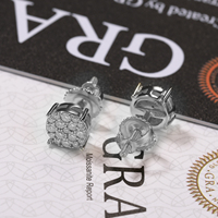 Boucles d'oreilles clous en argent 925 fin avec moissanite VVS taille ronde, bijoux classiques pour mariage et soirée, pour femmes et hommes, usage quotidien