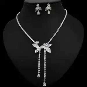 Daihe Set-3532 Dragonfly Bow Hollow Pendant Design Tassel Necklace Wedding Jewelry