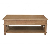 HL543 Hampton Vintage Farmhouse Rustique X-Brace Mobilier de salon français Table à café et à thé en bois massif de chêne