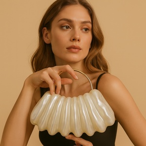 Sac de soirée en acrylique marbré pour <span class=keywords><strong>femme</strong></span>, pochette en forme de coquille, sac à main avec poignée dorée, sac à bandoulière en marbre - Product Image 2