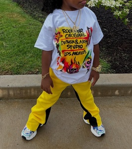 <span class=keywords><strong>2025</strong></span> thời trang dạo phố thời trang tùy chỉnh màn hình đồ họa in ấn Boxy TEE t Áo Sơ Mi Vòng cổ áo thun và Sweatpants chàng trai quần áo thiết lập - Product Image 1