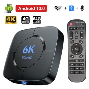 Grosir tv box suara-Transpeed TV Box Android 10.0, Asisten Suara 6K 3D Wifi 2.4G & 5.8G 4GB RAM 64G Media Player Kotak Sangat Cepat