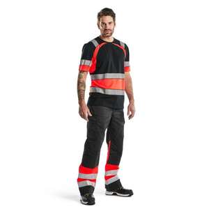 BLAKLADER - 342110309955XS T-shirt Noir/Rouge hi-vis-EAN 7330509620243 HI-VIS WORKWEAR - Product Image 3