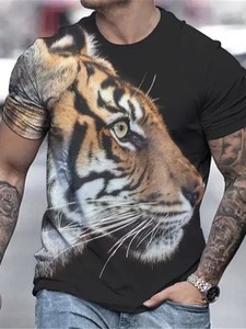 T-Shirt da Uomo in Maglia con Stampa 3D di Leone, Manica Corta, Traspirante, Ecologica, Moda Outdoor, Spedizione Gratuita - Product Image 5