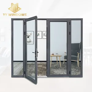 Aluminum 86 Thermal Break Water Proof Double Glass Accordion Frame Hinged Doors