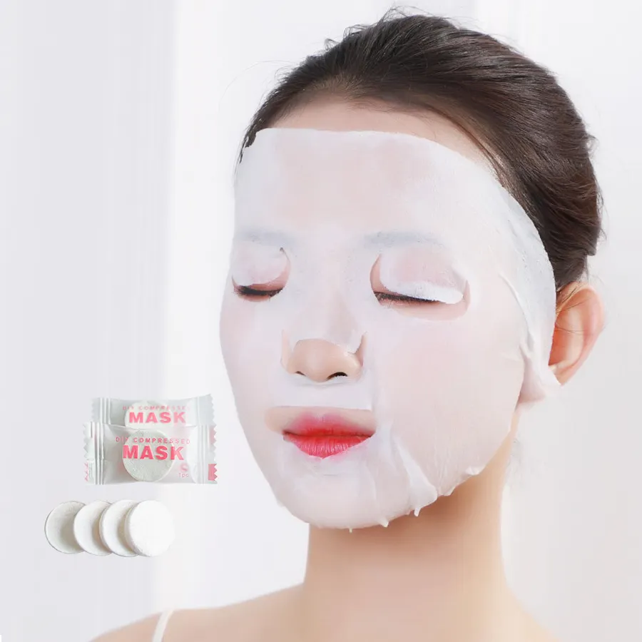 DIY kağıt yüz maskesi yüz maskss güzellik cilt % 100% pamuk tek kullanımlık sıkıştırılmış yüz maskesi