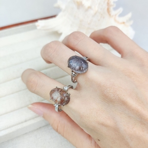 Nouvelle Bague Ovale en Cristal Fantôme Naturel, Pierre Semi-Précieuse Polie, Bague en Quartz de Jardin pour Souvenirs et Cadeaux - Product Image 4