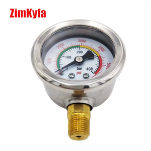 Manomètre à air double gamme Zimakyfa pour outils pneumatiques avec jauge de pression 400 bar/6000 psi, filetage 1/8 NPT, OEM pour stations de remplissage et meuleuses - Product Image 1