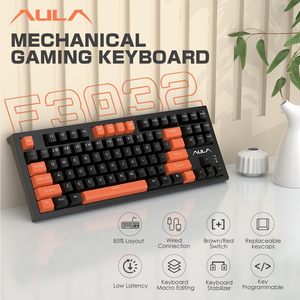AULA F3032 Teclado Mecánico para Juegos, Portátil, de 87 Teclas, Tres Modos, USB, Compacto, para Oficina, con Retroiluminación LED - Product Image 1