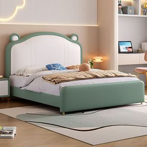 เฟอร์นิเจอร์ห้องนอนสุดหรูหุ้มเบาะสไตล์นุ่มนวล ปี 2026 เตียงเด็กสำหรับเด็กผู้หญิง พร้อมลิ้นชักเก็บของ - Product Image 1