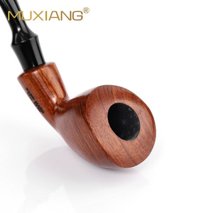 Muxiang Wooden Tobacco Pipe Bent Type 3mm Metal Filter Solid Wood Smoking Pipe - Product Image 3