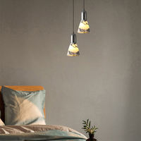 Lustre Niche Luxe Léger en Marbre Translucide pour Chevet, Chambre, Salon, Fond de Pièce, Salle à Manger, Plafond Haut