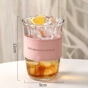 Gobelet à glace en verre borosilicate de qualité alimentaire sans BPA avec manchon en <span class=keywords><strong>bois</strong></span> de noyer 12x9cm Résistant à la chaleur Vaisselle pour café/thé glacé - Product Image 3