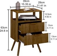Table de chevet en bois, table de nuit avec 2 tiroirs de rangement et étagère ouverte, armoire de chevet moderne pour chambre à coucher, marron noyer