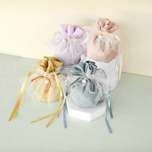 Eastsunshine Hot Sale OEM Customizable Style Pretty Fashionable Soft Velvet Jewelry Pouch Drawstring Gift Pouch With Faux Pearl - Product Image 1