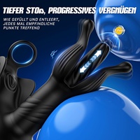 Jouet sexuel IA 4-en-1 pour hommes, avec modes d'expansion et de poussée, anneau vibrant et vibration des testicules, Plug, Boules, 9 x 9 modes