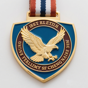 Medallas Personalizadas de Graduación Escolar, Medallón Antiguo Plateado en Oro, con Cinta Personalizada, Económicas - Product Image 1