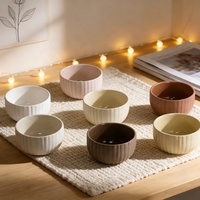 Pot à bougie en céramique texturée vintage YBH, style rustique et campagnard, récipient vide pour l'ambiance des restaurants, la décoration des hôtels et des boutiques