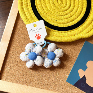 Juego de 2 Lazos para el Cabello de Niña con Flores Azules y Rosas, Lazos Elásticos de Tela para el Cabello de Bebé, Accesorios para el Cabello de Niños - Product Image 4