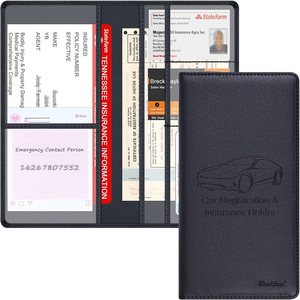 Boîte organisateur de documents de véhicule automobile en cuir PU avec logo personnalisé, étanche, pour documents d'immatriculation et d'assurance - Product Image 1