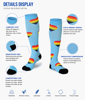 Chaussettes de compression à rayures arc-en-ciel, hautes jusqu'aux genoux, unisexes, élastiques, pour le soutien des jambes, pour la course à pied, le fitness, les sports de plein air