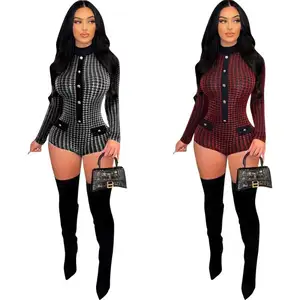 2022 Nieuwkomers Bodycon Romper Jumpsuits Elegante Bodysuit Latex Bodyshape Jumpsuit Lange Mouwen Alle In Een Korte Jumpsuit