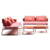 Ensemble de canapés en corde tressée à la main au design moderne, mobilier de jardin en corde, canapé en aluminium pour balcon et patio