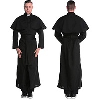 Costume de missionnaire religieux pour spectacle d'Halloween, uniforme de prêtre, robe de religieuse fantaisie, robes de pasteur d'église, vêtements médiévaux