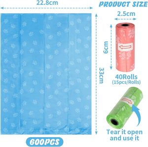 ถุงเก็บอุจจาระสุนัขแบบย่อยสลายได้ ป้องกันการรั่วซึม จัดส่งรวดเร็ว 15 ถุง ลายอุ้งเท้า ขนาด 33x22.8 ซม. (8 สี) - Product Image 2