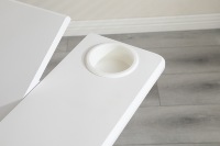 Table à hauteur réglable pneumatique ADA Bureau à angle inclinable latéral pour canapé mobile à 120 degrés avec roulettes cachées